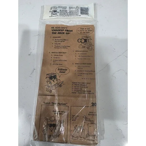 Vintage NOS Sealed Kool Bags Set 1 Lunch Bag Lingo Funny Paper Bags Lunch Sacs - Picture 3 of 4